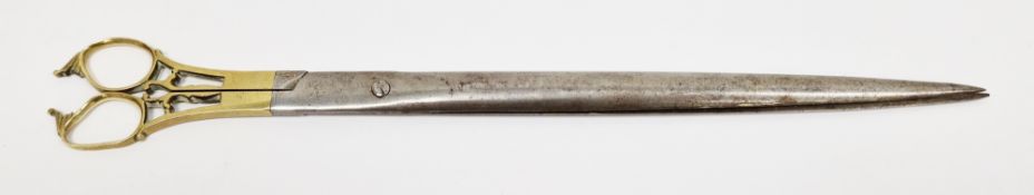 Pair of late 18th/early 19th century Middle Eastern Ottoman steel and gilt calligraphy scissors,