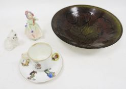 Poole pottery Aegean ware bowl, in mottled brown and yellow glazes, printed marks painters DD,