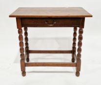 19th century oak side table in the 18th century manner, the rectangular top over a single frieze