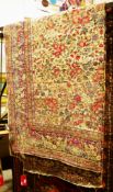 Large 20th century Persian carpet, woven with a central panel of pink and blue flowers on a cream