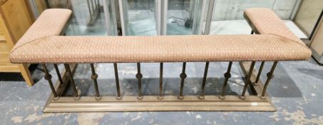 Robin Gage brass and fabric-mounted fireside fender, applied with label