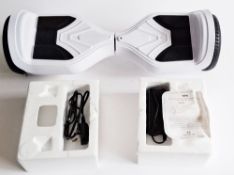 Self balancing scooter hover board, white, model HY-A18, in original box with charger