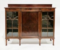 Early 20th century mahogany side cabinet in the George III manner, the top with back rail over a