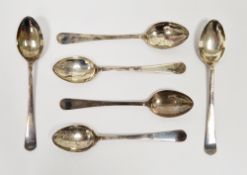 Set of six George V silver teaspoons, Sheffield 1922, John Sanderson & Son Ltd, old English pattern,
