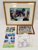 Collection of cricket memorabilia including an England v India Investec test series 2014 signed