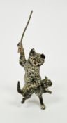 After Franz Xavier Bergmann, cold-painted bronze model in the form of a cat caning a kitten, 7cm
