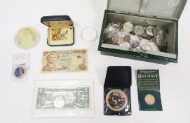 Collection of coins and commemorative coins including a quantity of American half dollar coins,