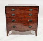 Early 19th century small chest, the caddy top with satinwood inlay over four long graduated