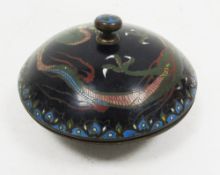 Chinese cloisonne circular box and cover, late 19th/early 20th century, decorated with a scrolling