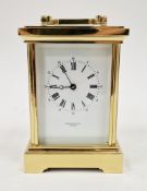 Bravingtons Renown gilt-brass striking carriage clock, with bevelled glass panels to four sides