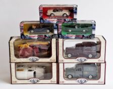 Seven boxed Saico 1/32 scale die cast collection models to include Ford Anglia, Ford Escort Mk1,