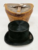 Early 20th century Hawkes & Co Ltd black silk top hat, inside circumference approximately 55cm,