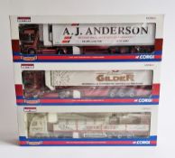 Three Corgi Limited edition 1/50 scale Haulers of Renown to include CC12933 Scania topline fridge