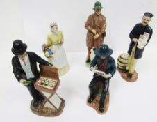 Five Coalport figures from the Character Collection Figures Series, comprising The Music Seller, The