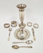 Collection of silver items including trinket dish, Sheffield 1929, Atkin Brothers, 12cm diameter,