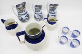 Graduating set of three Castleford-type jugs, 19th century, each with glazed upper rim, moulded in