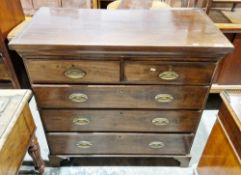 19th century mahogany chest, the rectangular top over two short and three long graduated drawers