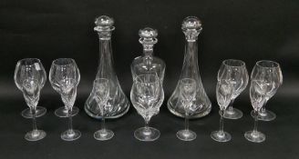 Rosenthal Estelle pattern cut glass part table service comprising five brandy balloons, six small