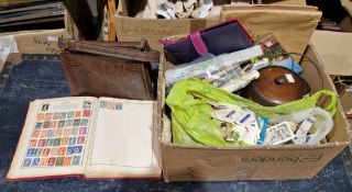 Assorted cigarette cards, birds, butterflies, coats of arms etc., a Grafitti leather purse, Triumph