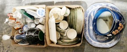 Two boxes of assorted china to include a Royal Doulton 'Countess' part tea/dinner service, a