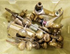 One box containing pair of brass taps, brass door locks and handles
