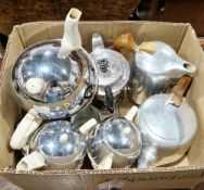 Mid-century Art Deco Everhot insulated part breakfast service in pottery and chrome cover, a