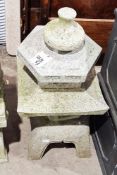 Three similar Japanese-style stone garden pagodas in six pieces, 62cm high (3)