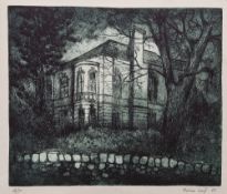 Fiona Lief Etching and aquatint 'Edgbaston House' artist's proof, signed and dated 01, 28cm x