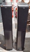 Pair of Danish Jamo S606 floor standing speakers in black, 111cm high (2)