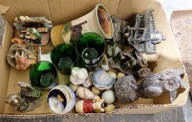 Three boxes of ceramics and household items to include a Rob Fierek studio pottery vase, a Caithness