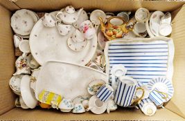 One box containing a large quantity of miniature cups & saucers, various makers to include Coalport,