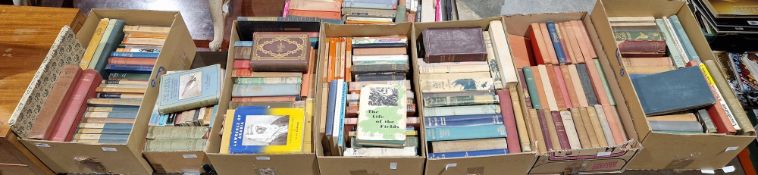 Extensive collection of books on various topics such as exploration, ornithology, geography, etc. in