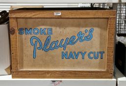 Vintage wooden John Player & Sons wooden crate applied with an invoice dated 1961, with printed