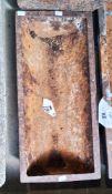 Three various sized cast iron feeding troughs, longest 92cm (3)