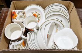 Part J&G Meakin ironstone Poppy pattern part breakfast service including bowls, coffee mugs, a