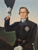 Framed contempory acrylic on canvas portrait depicting the duke of wellington.