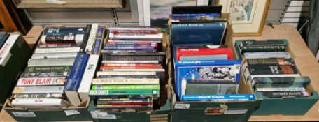 Quantity of biographies and coffee table books relating to politicians, actors, history, film stars,