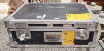 Heavy duty wood and aluminium bound military chest with NATO stock number 8145-99-661-6826 for