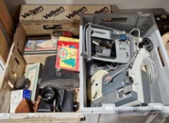 Tessar 28/50 Carl Zeiss Jena DDR lens, a Kodak brownie, a vintage Grundig TK55 reel to reel recorder