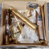 Assorted gilt metal light fiitings, picture lights and others (1 box).
