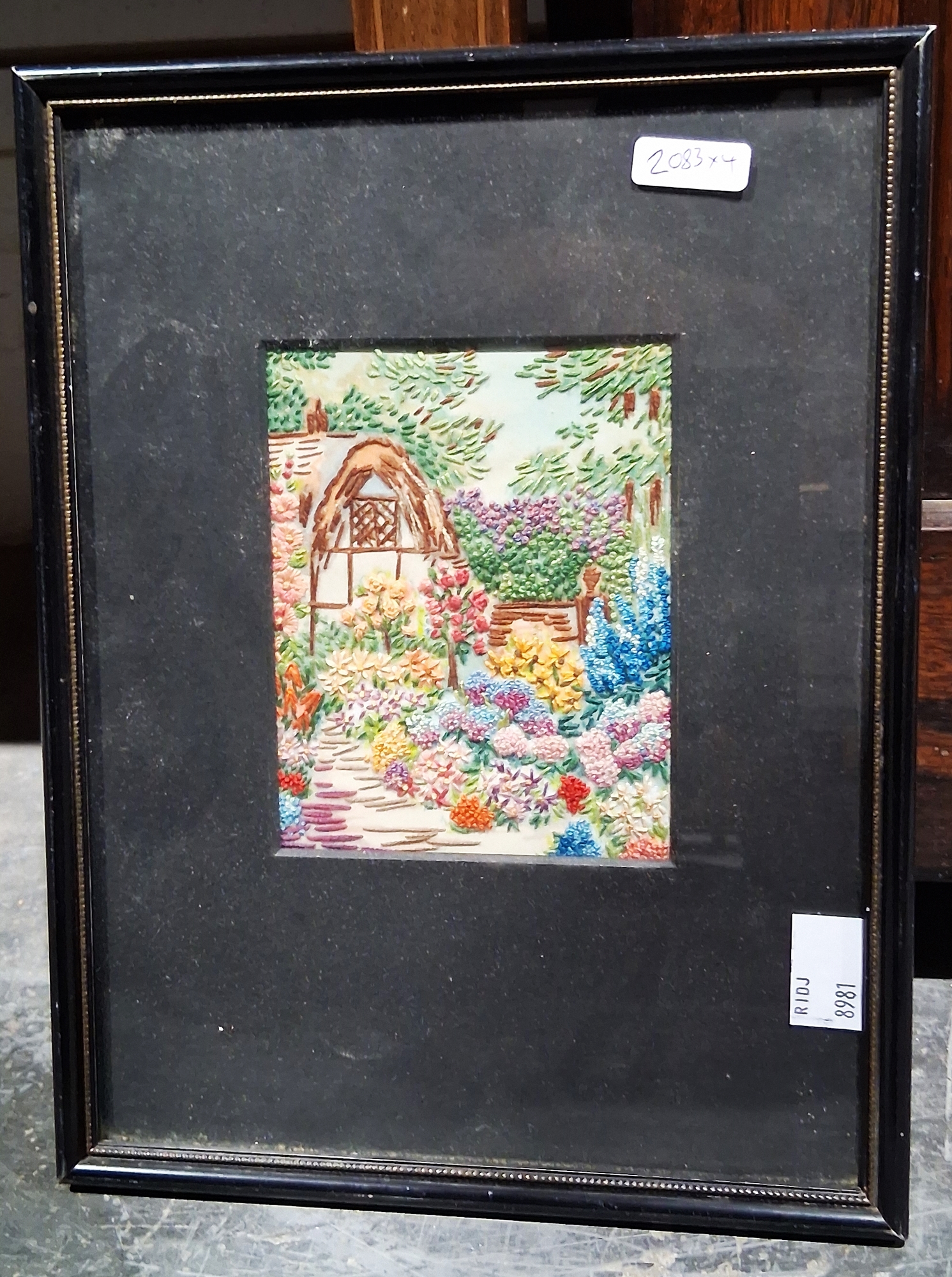 Framed WWI colour print with over painting and glitter decoration, in mahogany frame, a Margaret - Image 2 of 3