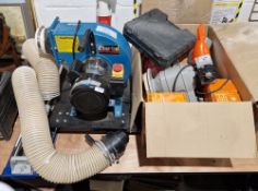 Collection of tools including Clarke wood chip collection CDE35B, SIP 8