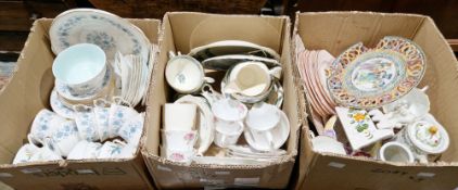 Colclough bone china part tea service, transfer-printed with trailing blue engraved flower sprays, a