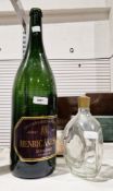 Large empty bottle of Henric Akesson, 3000ml in green glass, 47cm high approx. and an empty Haig &