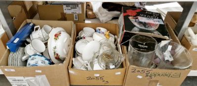 Three boxes of assorted china and glassware