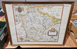 Four maps, Northumbria 17th century, possiblt Johan Blaeu, Gloucestershire and two of