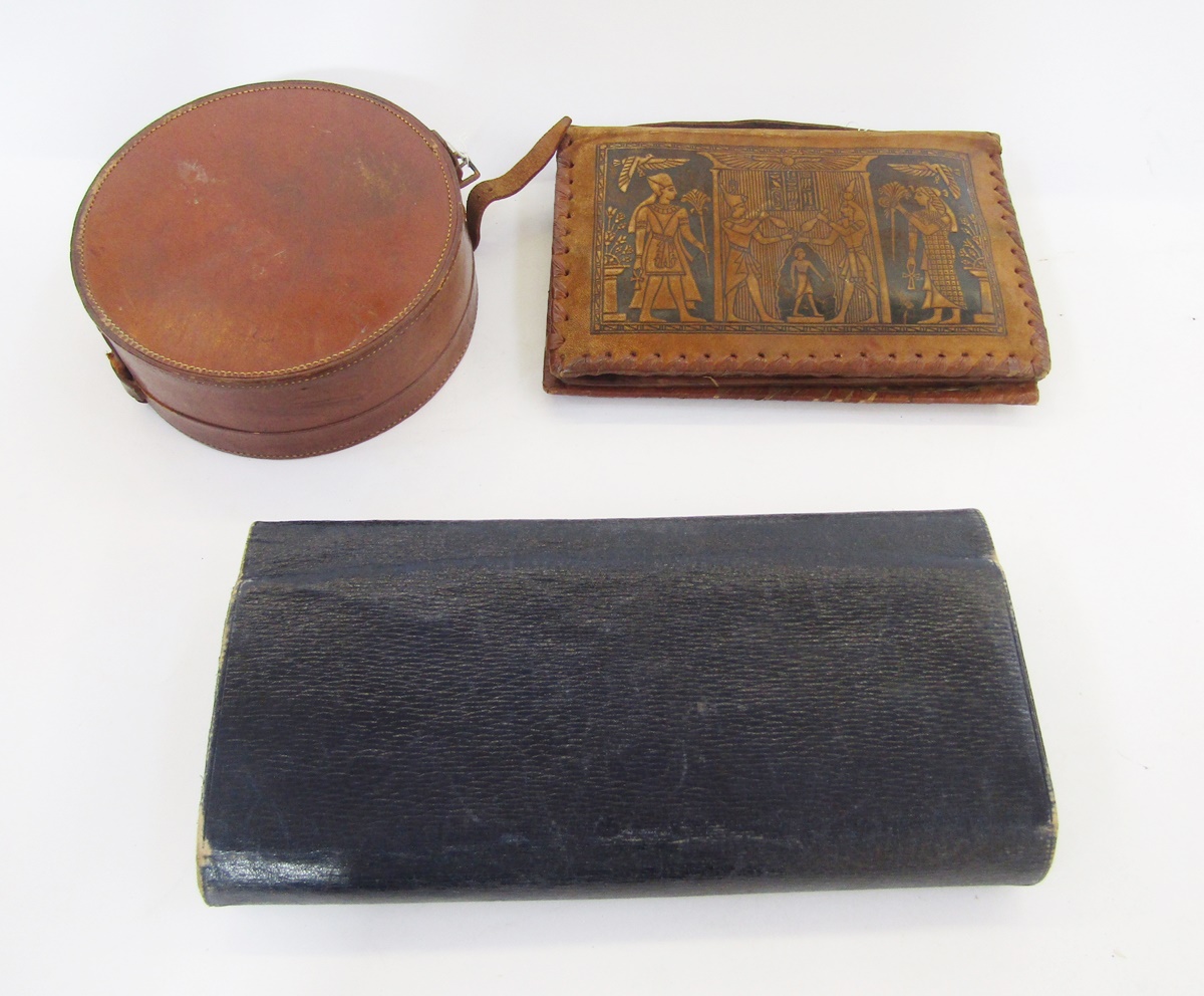 An Edwardian leather travel case for Handkerchiefs and Gloves - labelled as such with contents, - Image 2 of 2