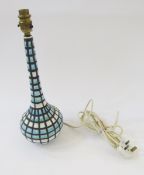 Roger Capron B11 pottery table lamp with slender tapered neck, bulbous body, decorated with