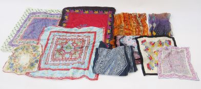 Large quantity of vintage scarves and handkerchiefs to include 1930's, 20's and later (1 bag)