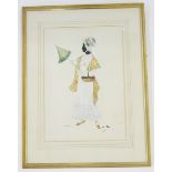 Honaria D Marsh  Watercolour drawing Figure, inscribed in pencil by the artist in the margin 'Mrs